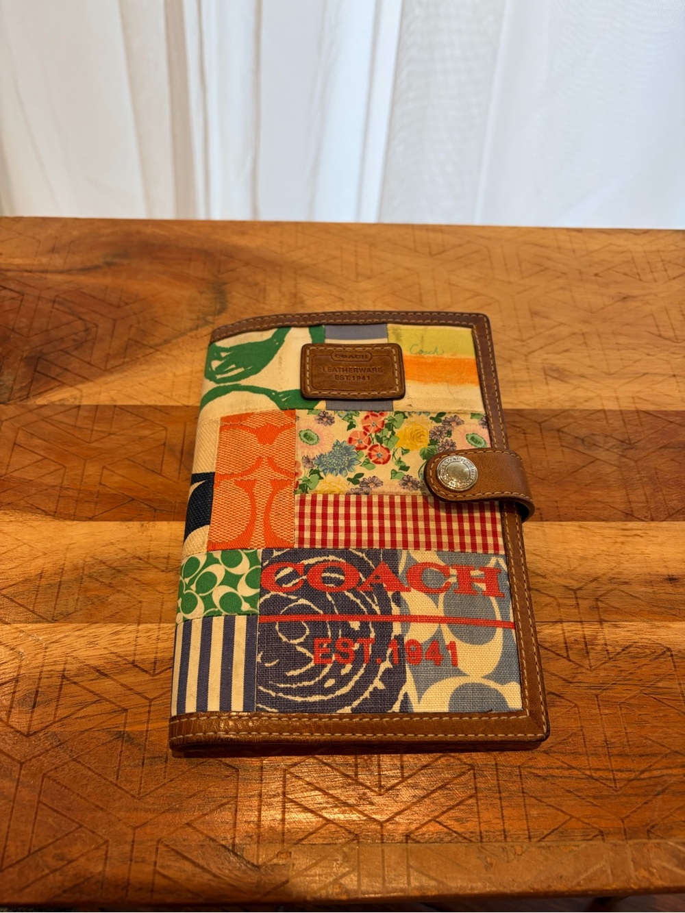 Coach Patchwork Canvas Wallet in Multicolor Floral & Stripe Accents